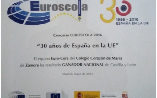 Euroscola. 30 años de España en la UE. Reconocimientos y premios del colegio Corazón de María de Zamora