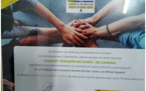 Ministerio de defensa. Reconocimientos y premios del colegio Corazón de María de Zamora