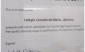 Cambridge English Language Assessment. Reconocimientos y premios del colegio Corazón de María de Zamora